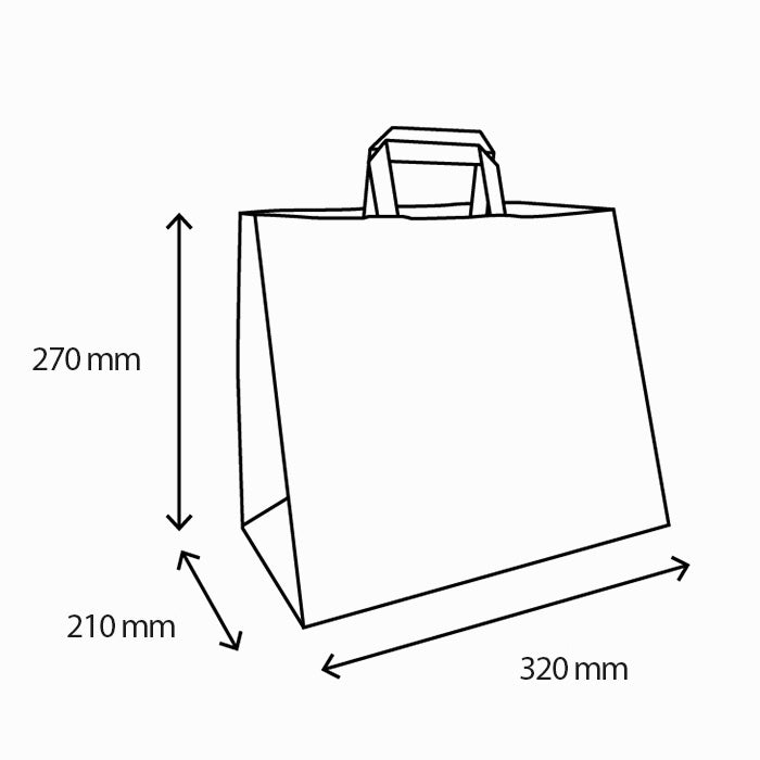 Papieren tassen Groot wit 70 gr. 32x21x26cm BIO