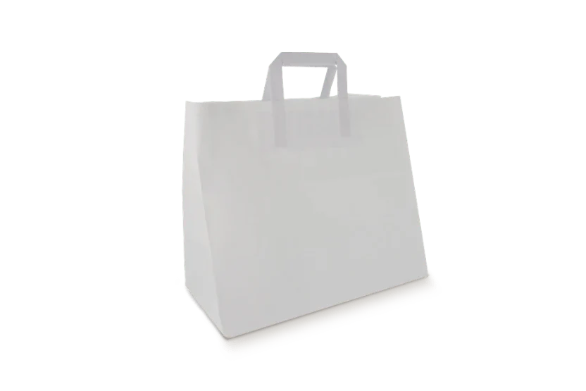 Papieren tassen Groot wit 70 gr. 32x21x26cm BIO