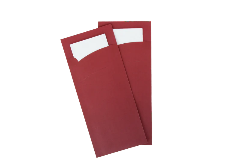 Bestekzakje Pochette Bordeaux met Servet – 20×8,5 cm | 5.200 Stuks