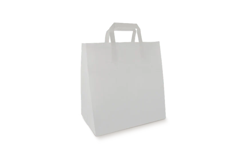 Papieren tassen Middel wit 70 gr. 28x17x29cm BIO