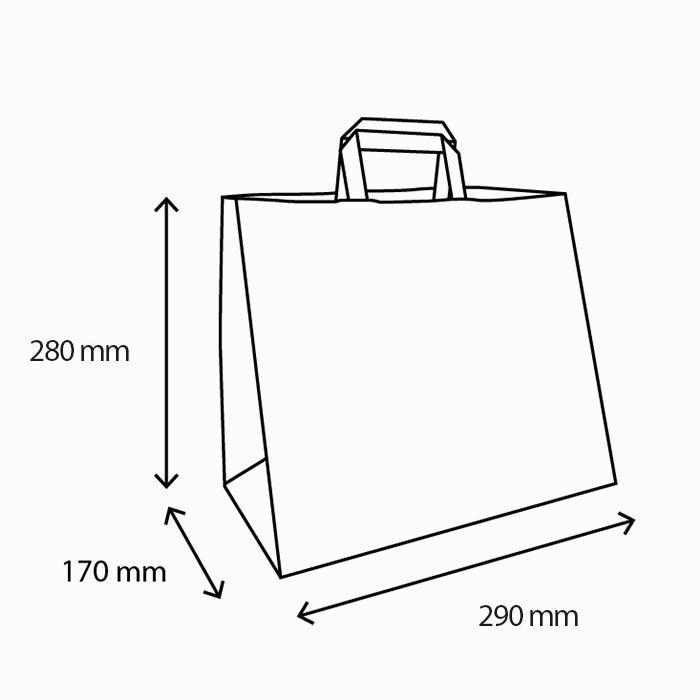 Papieren tassen Middel wit 70 gr. 28x17x29cm BIO