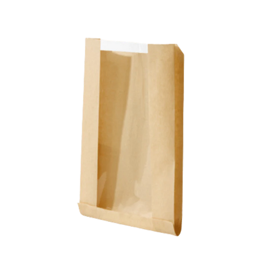 Kraft Broodzak met Venster – 40,5×20 cm | Verkoop per Kilo