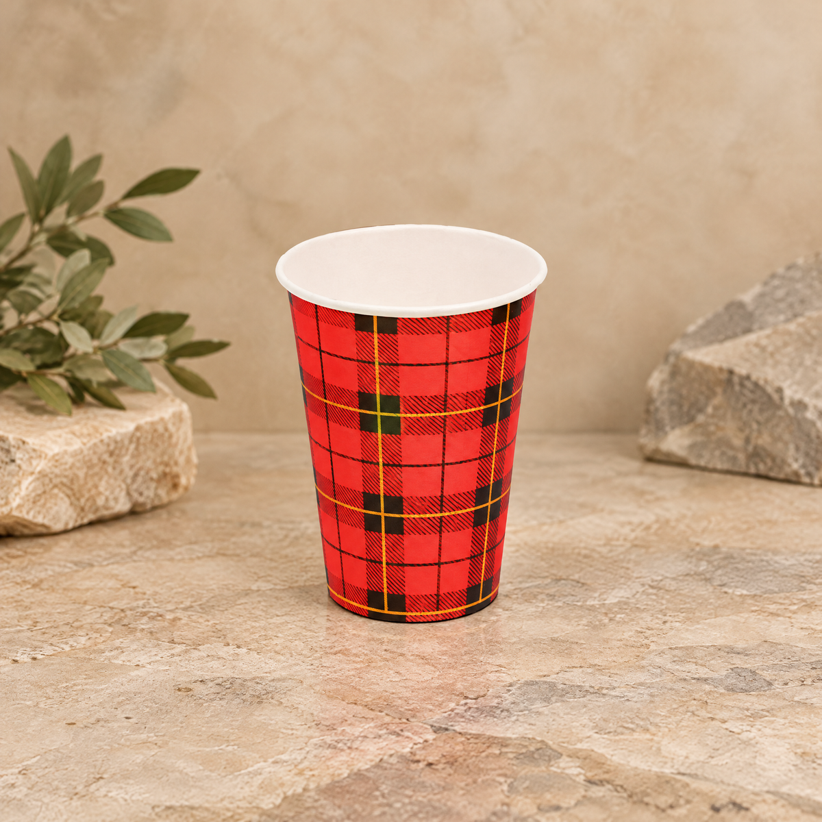 Kartonnen koffiebeker 180cc 7.5oz Schotse ruit scotty (2500 stuks)