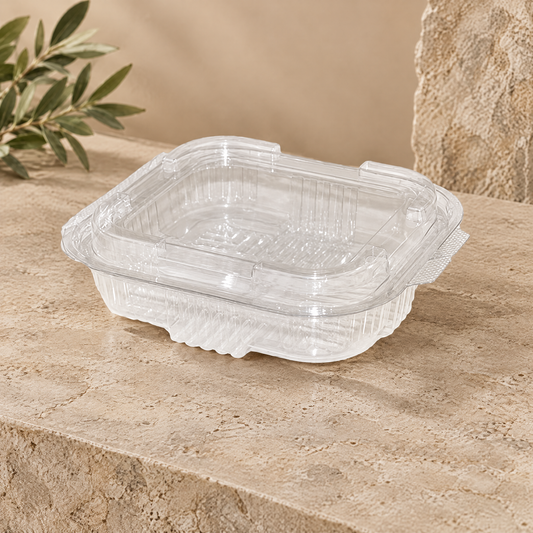 Saladebakken met vaste deksel 375cc - (6x100) 600 stuks