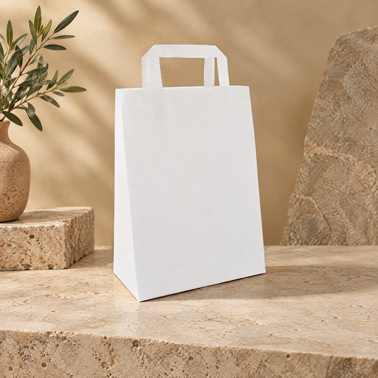 Papieren Draagtas – 26 x 17 x 27 cm –  Wit (250 stuks)