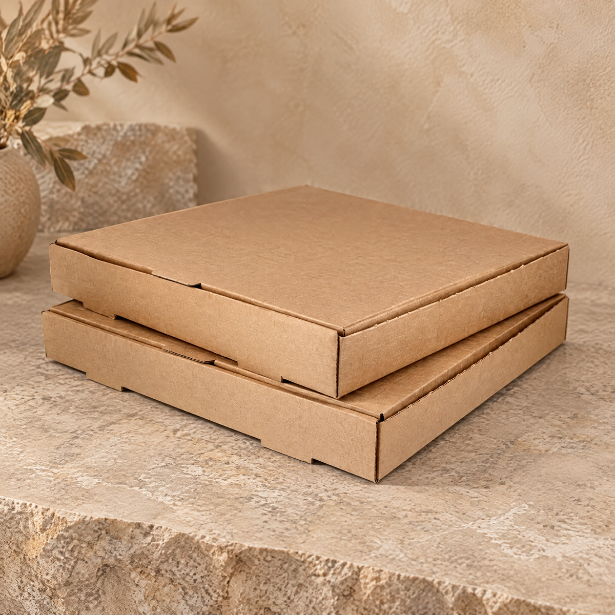 Pizza boxes 29x29x4cm kraft brown BIO (100 pieces)