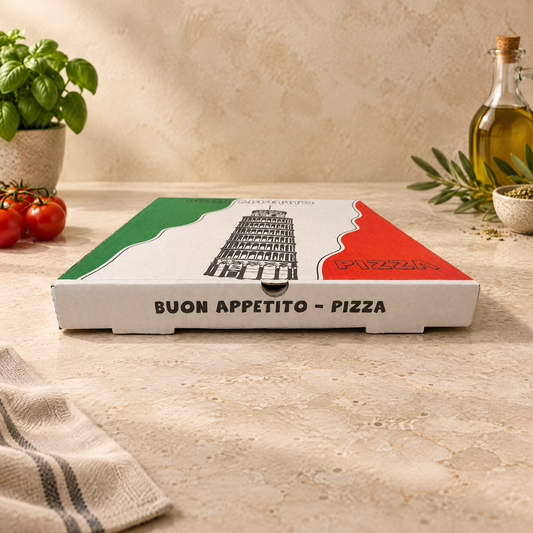 Pizzadoze 32x32x40 cm. Wit - Standaard Ontwerp (100 stuks)