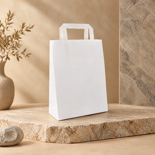 Papieren Draagtas – 22 x 10 x 28 cm – Wit (250 stuks)