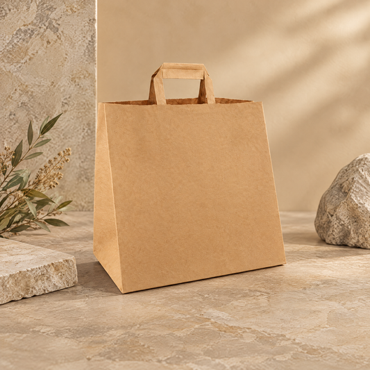 Papieren Draagtas – 32 x 17 x 27 cm –  Bruin (250 stuks)