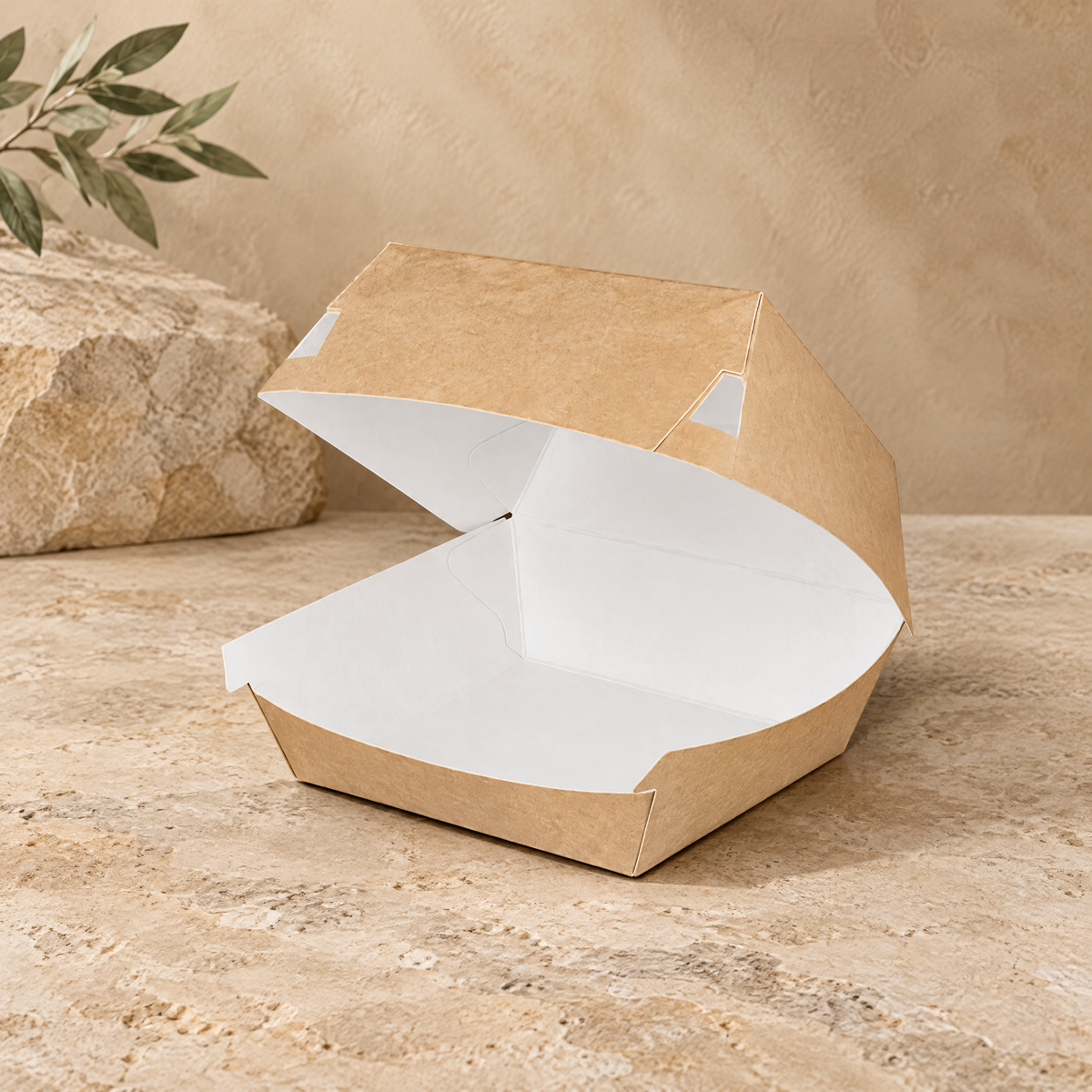 Hamburgerbakje Klein kraft/wit BIO (400 stuks)