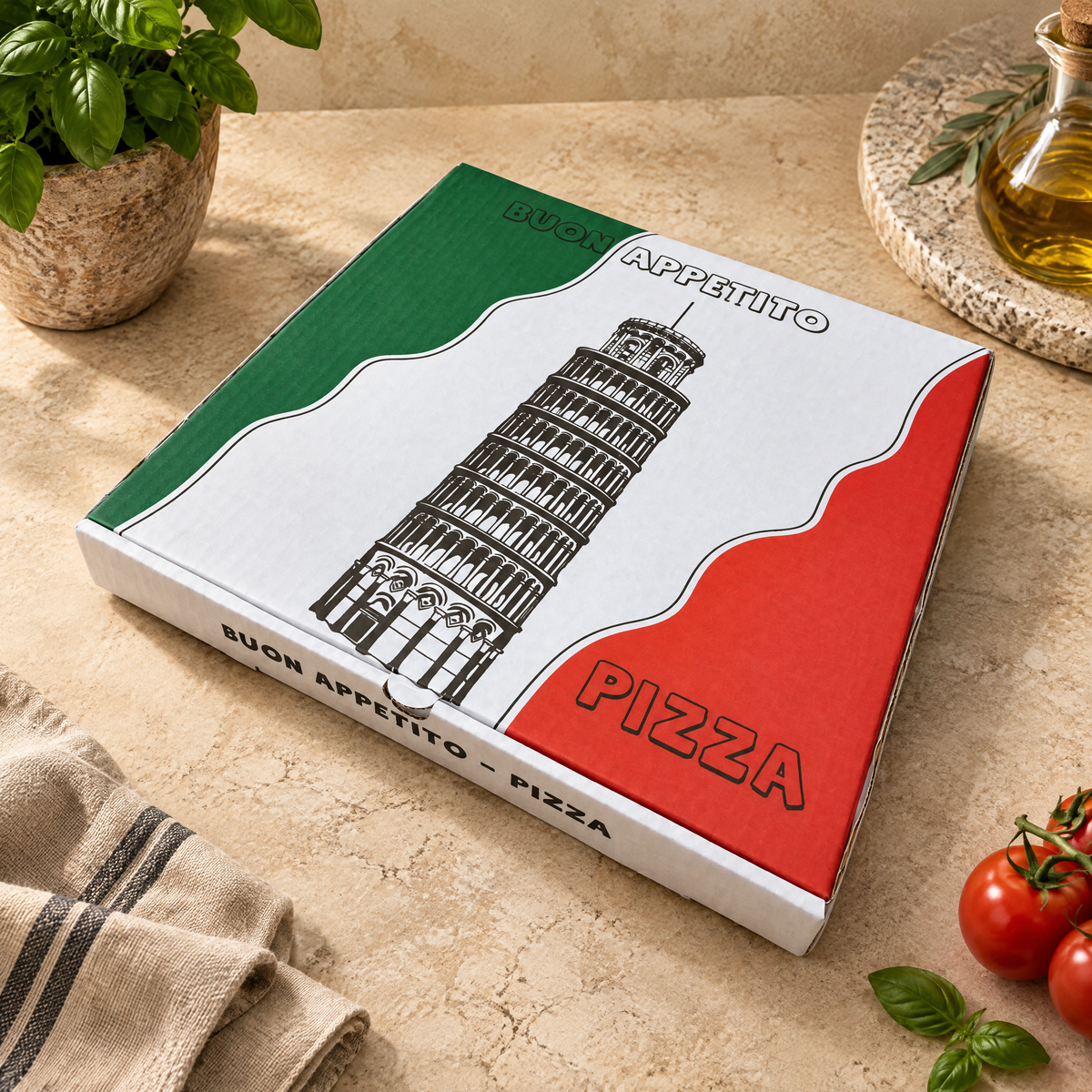 Pizzadoze 30x30x40 cm. Wit - Standaard Ontwerp (100 stuks)