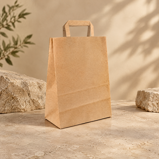 Papieren Draagtas – 22 x 10 x 28 cm –  Bruin (250 stuks)