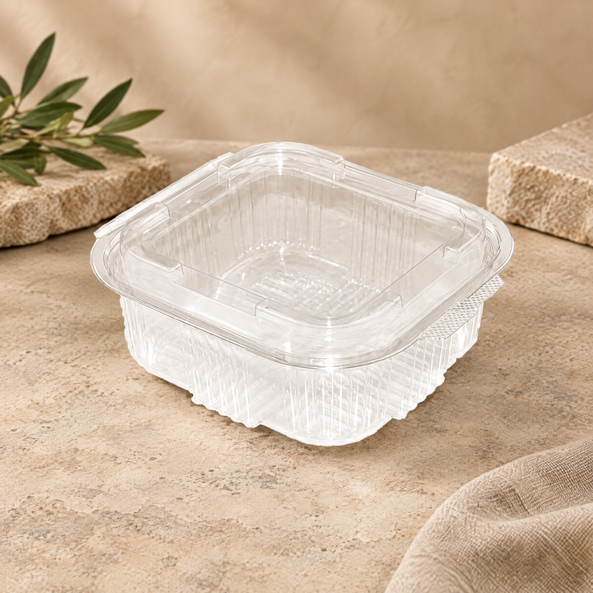 Saladebakken met vaste deksel 500cc - (6x100) 600 stuks