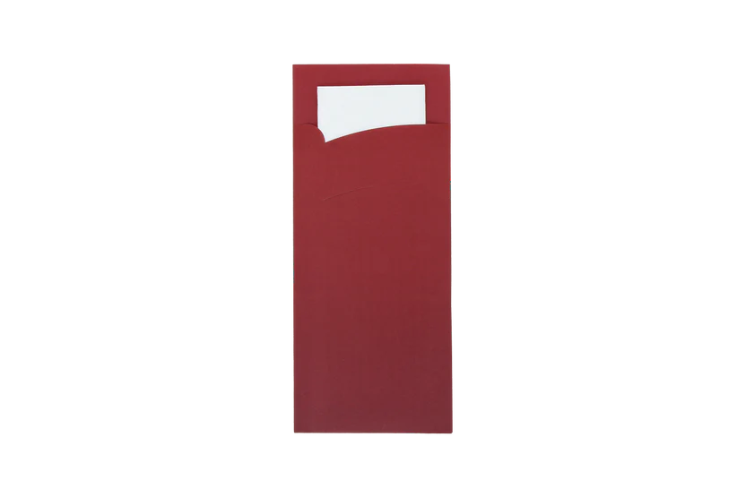 Bestekzakje Pochette Bordeaux met Servet – 20×8,5 cm | 5.200 Stuks